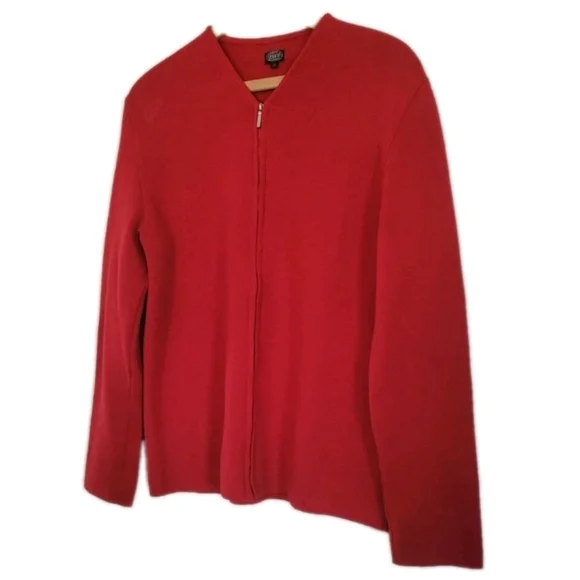 Fly3 Navy Department Red 100% Wool Sweater Jumper Full Zip VNeck Winter Academia